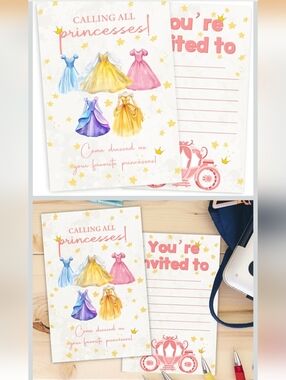 Princess Birthday Party Invitations, Fairy Tale Themed Party Invitations QTY 30